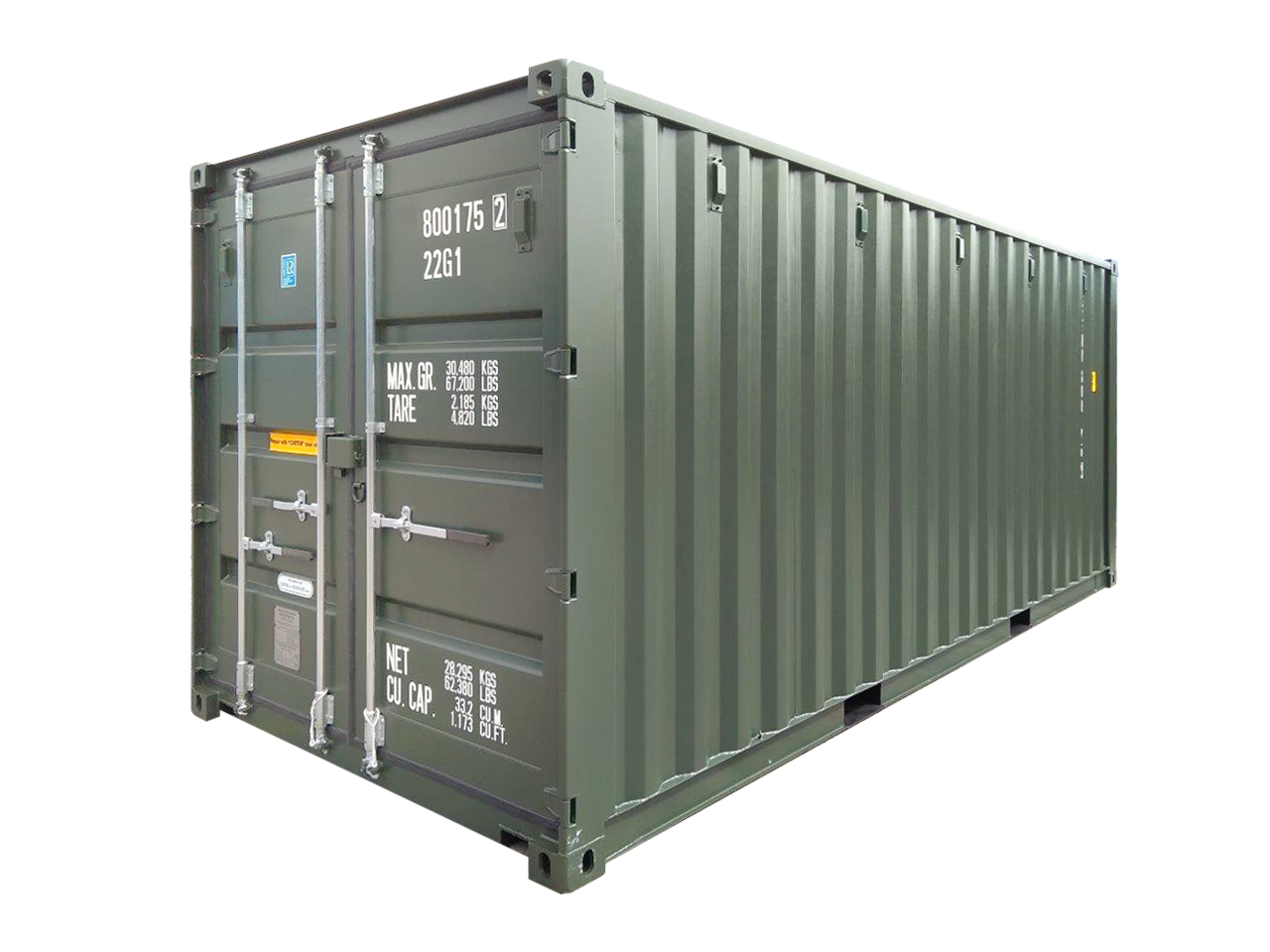 20ft Shipping Container General Purpose Container RAL 6007